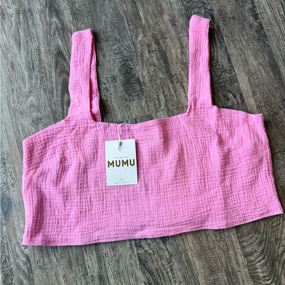 NWT Show Me Your Mumu Tara Crop‎ Top Bubblegum Gauze Women’s Size L